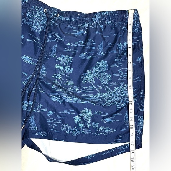 Land’s End Blue Tropical Print Men’s Swim Trunks Pockets Shorts Size 3XL 50-52 - Picture 5 of 16
